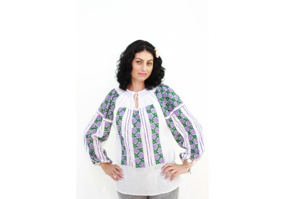 Ie damă cu mânecă lungă model floral mov